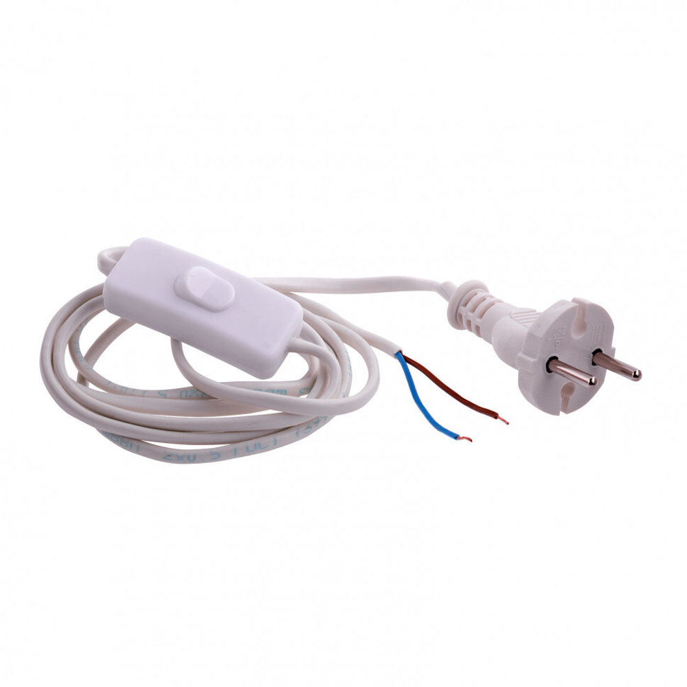 Шнур электрический соединительный, для бра с выключателем, 1.7 м, 120 Вт, белый, тип V-1 Сибртех