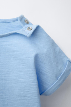 ZARA ОДНОТОННАЯ ФУТБОЛКА, СИНИЙ