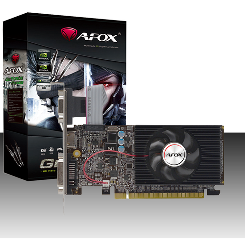 Видеокарта AFOX NVIDIA GeForce GT610, 2Гб GDDR3, 64 бита, LP, Retail, PCIe2.0, 1xFAN, 1-SLOT, 30Вт, VGA, HDMI, DVI (AF610-2048D3L7-V8)