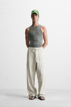 ZARA ЖАККАРДОВЫЕ БРЮКИ RELAXED FIT, ЦВЕТ ЛЬДА