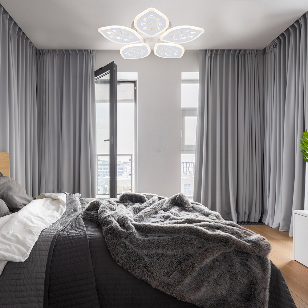 Потолочный светодиодный светильник 95Вт, 6493Лм, 3000-6000К, Ra>80,  плавная регулировка мощности, изменение цветовой температуры, ночник, металл/акрил, белый