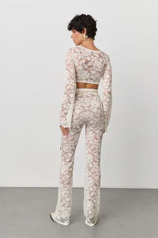 Кружевные брюки цвета айвори