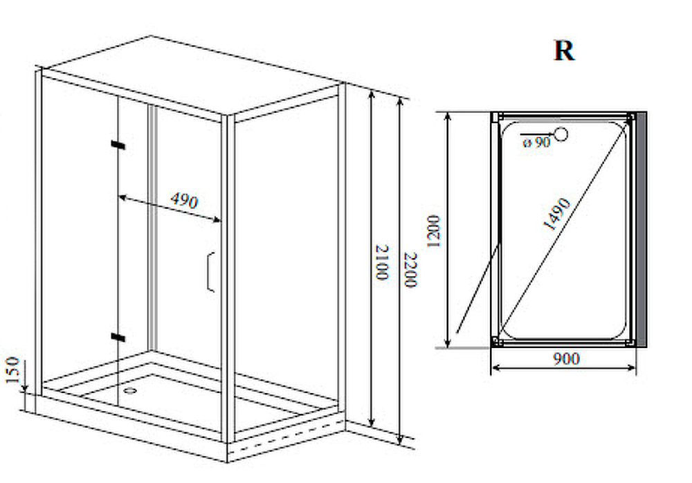 Душевая кабина Timo Premium 120x90 H-511R с баней с гидромассажем