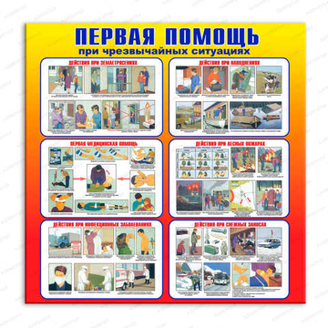Стенд ПЕРВАЯ ПОМОЩЬ ПРИ ЧРЕЗВЫЧАЙНЫХ СИТУАЦИЯХ 509