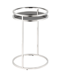Журнальный столик Гестия 41*60см стекло черное сталь серебро