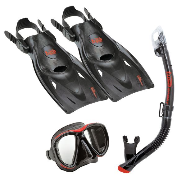 Набор маска+трубка+ласты в сумке TUSA Sport UP-3521QB черный/красный