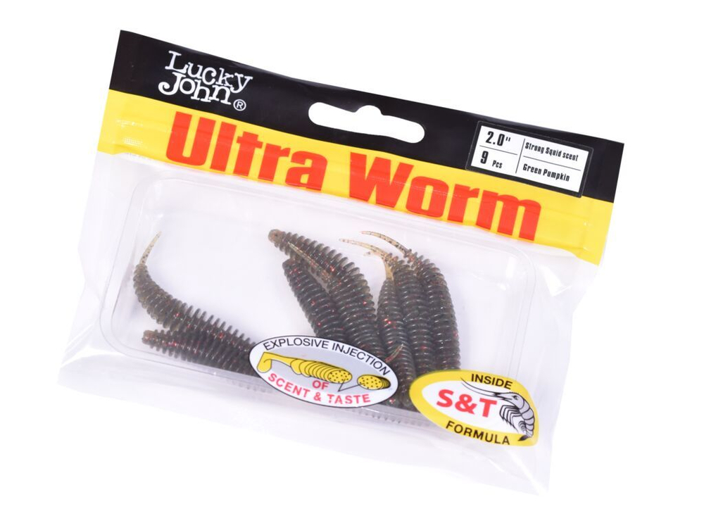 Слаги съедобные искусственные Lucky John TRICK ULTRAWORM 2in (50 мм), цвет PA03, 9шт.