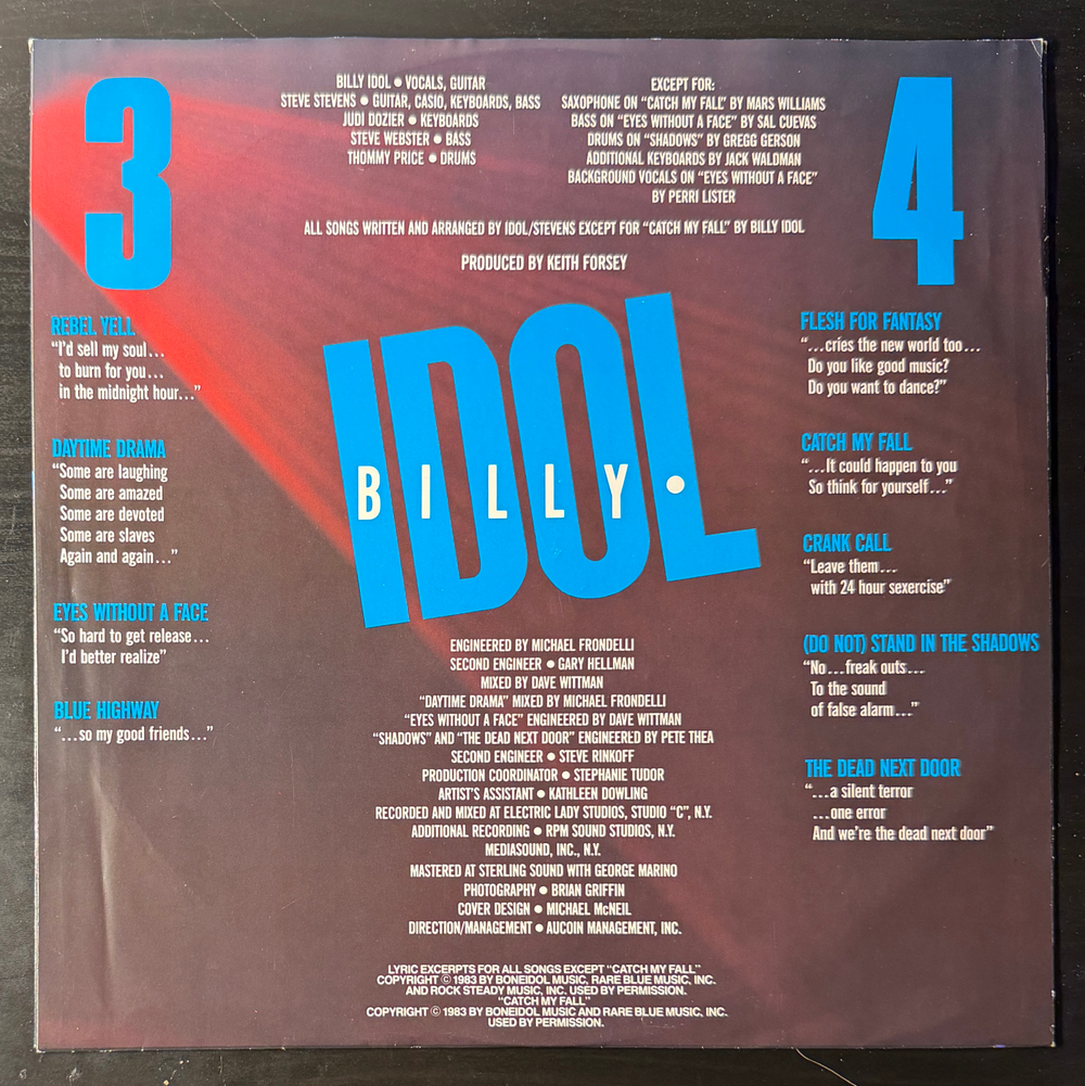 Billy Idol ‎– Rebel Yell (Швеция 1983г.)