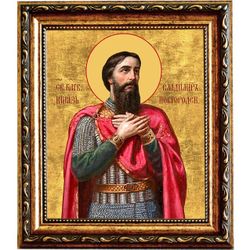 Владимир Новгородский Святой благоверный князь. Икона на холсте.