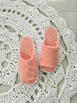 Тапочки велсофт открытые нежно-розовые