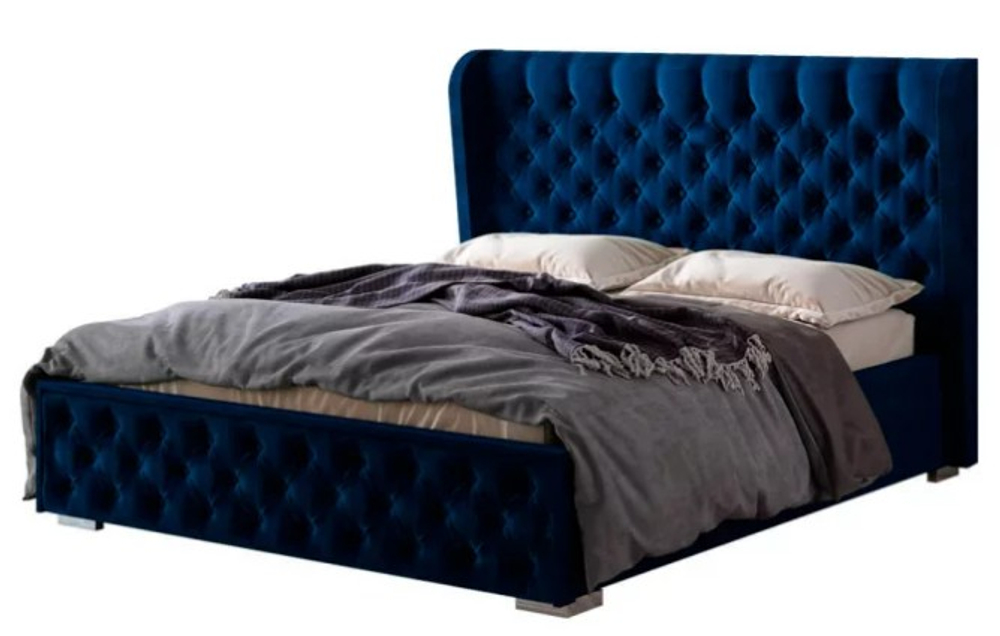 Кровать Франческа 1,4 м велюр океан(последний экземпляр)