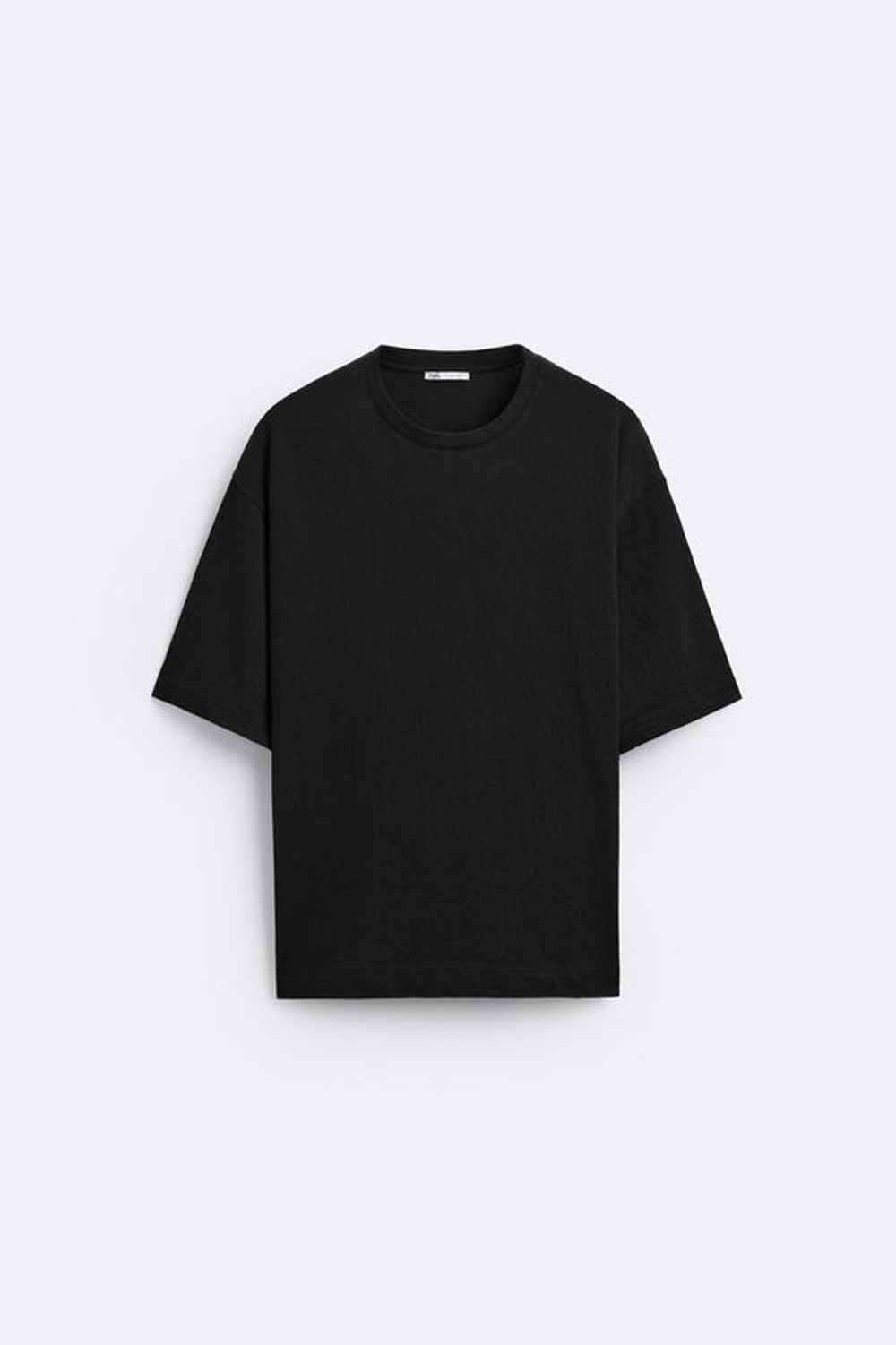 ZARA ФУТБОЛКА ИЗ РЕЛЬЕФНОЙ ТКАНИ, ЧЕРНЫЙ