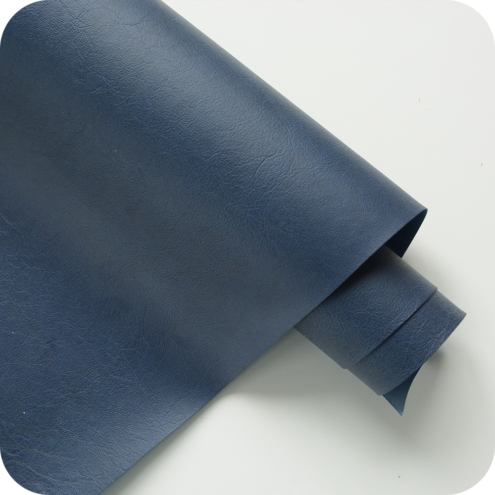 Кожзам переплетный с тиснением "Мятая кожа", джинсовый темно-синий