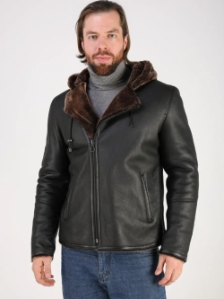 Дубленка зимняя куртка натуральная с капюшоном косуха