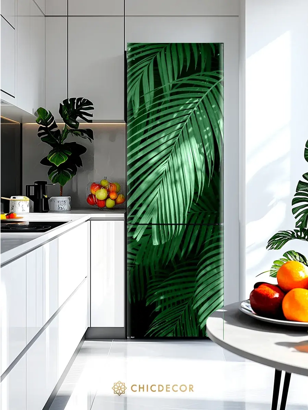 Наклейка интерьерная на холодильник Пальма зеленая