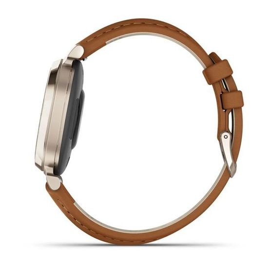 Умные часы Garmin Lily 2 Classic кремово-золотистые со смуглым кожаным ремешком
