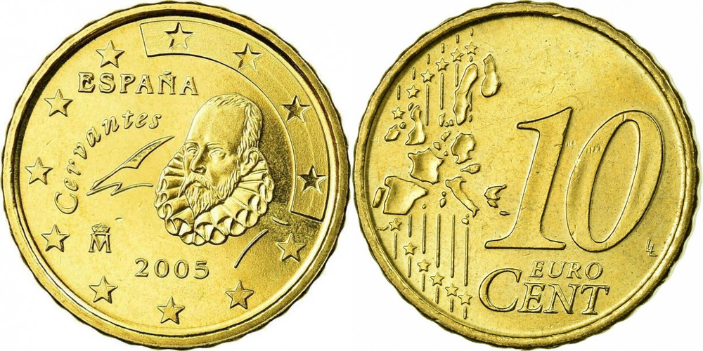 Испания 10 евроцентов, 1999-2006 XF