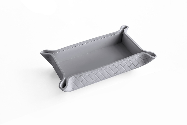 Лоток фигурный из кожи цвет TRECCIA/СЕРЫЙ