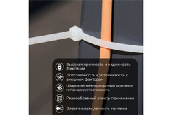 Нейлоновая кабельная стяжка REXANT 250x3,6мм, белая 100 шт/уп 07-0250