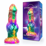 Разноцветный фантазийный фаллоимитатор на присоске - 24 см. (Цвет: разноцветный)