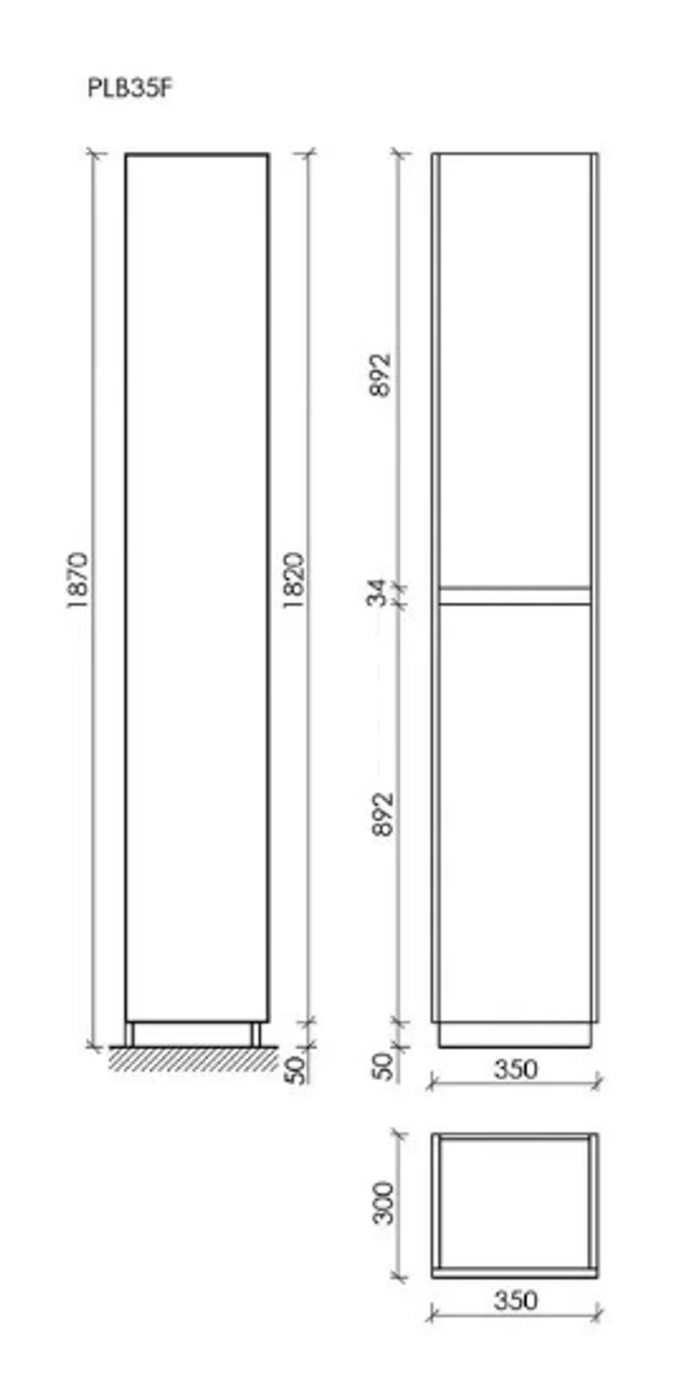 Шкаф-пенал SANCOS Libra Floor напольный, белый глянец, 350х300х1870 мм, арт. PLB35FW
