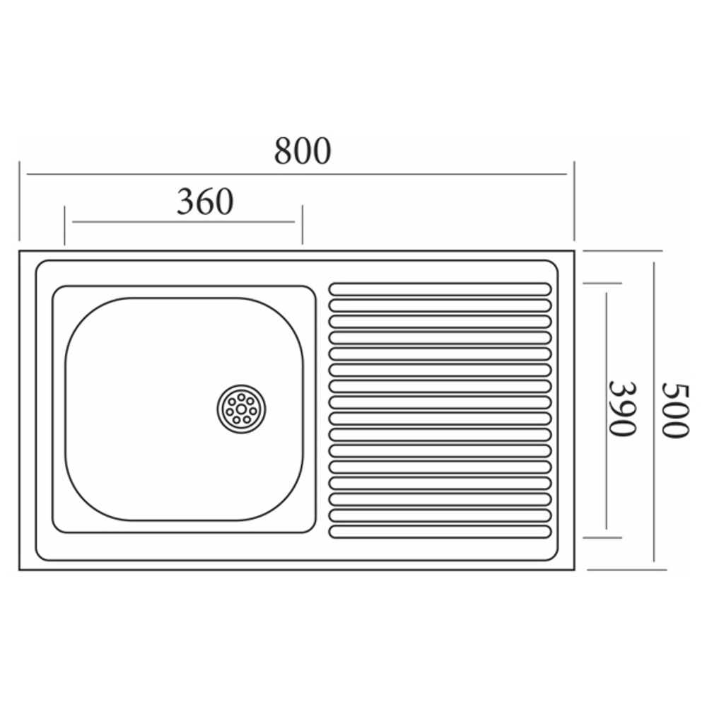 Мойка 80х50 (0,4) лев вып 1 1/2 Эконом (глуб. 13см)