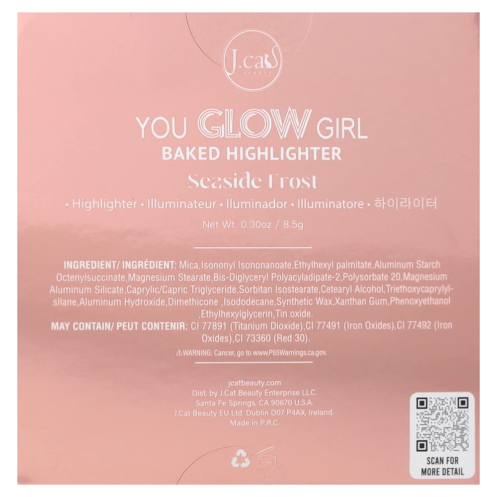 J.Cat Beauty, You Glow Girl, запеченный хайлайтер, YGG111 «Приморский мороз», 8,5 г (0,3 унции)