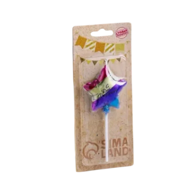 Свеча в торт "С днем рождения. Звезда", 5,5 см, разноцветная