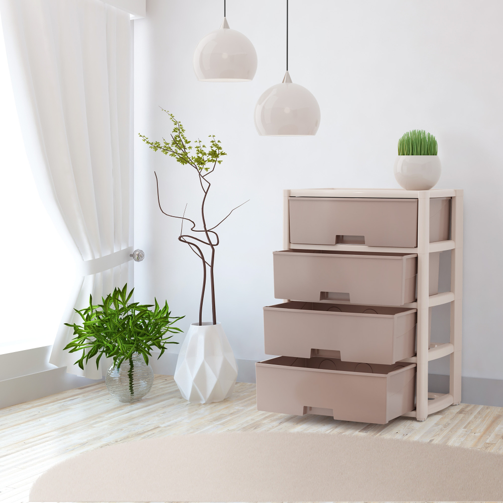 КОМОД КОЛОРИТ 4-Х СЕКЦИОН. ШИРОКИЙ БЕЖЕВЫЙ АРТ.М8759