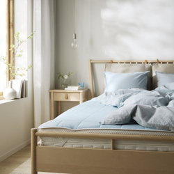 IKEA KEJSAROLVON  (ИКЕА КЕЙСАРОЛВОН)  -  Наматрасник, бежево-голубой, 90x200 см
