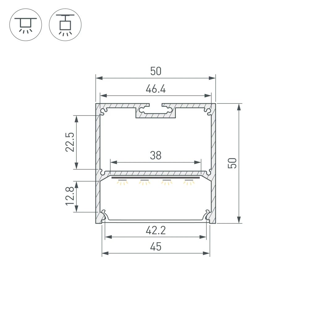 Профиль SL-LINE-5050-2000 ANOD (BY) (Arlight, Алюминий) 059807