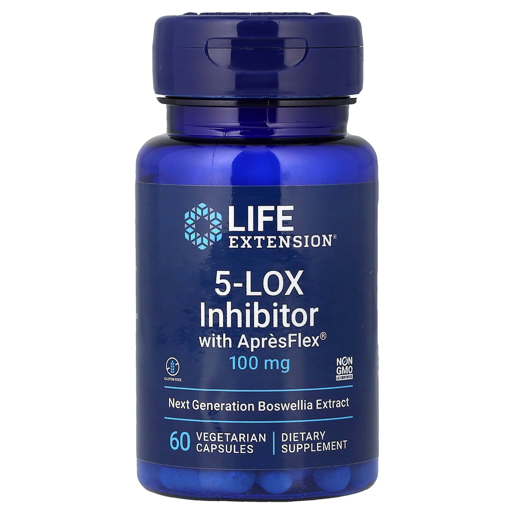 Life Extension, 5-LOX блокатор с ApresFlex, 100 мг, 60 вегетарианских капсул