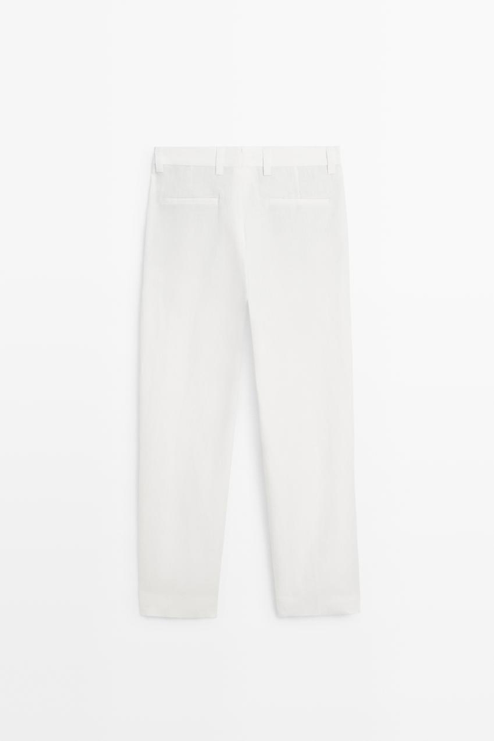 Massimo Dutti Брюки из 100% льна с вытачками, белый