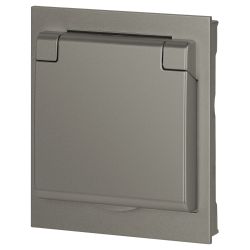 Розетка ЭРА Arktik 16-2103-07 с заземлением 2P+E Schuko со шторками с крышкой 16А-250В титан | Эра Arktik