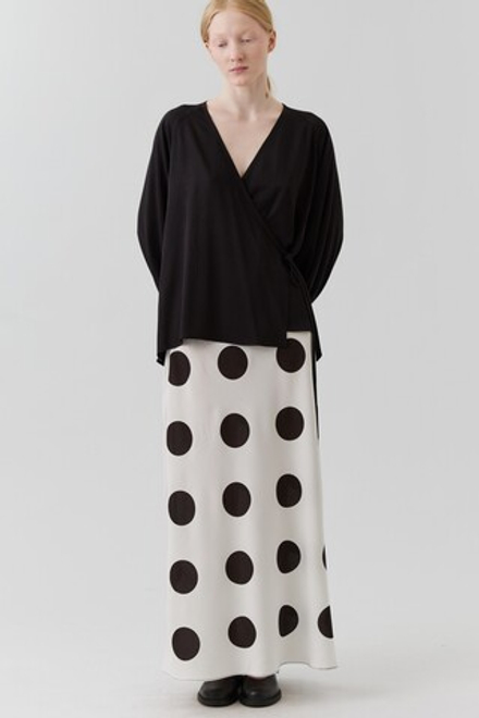 Юбка макси белая в горох