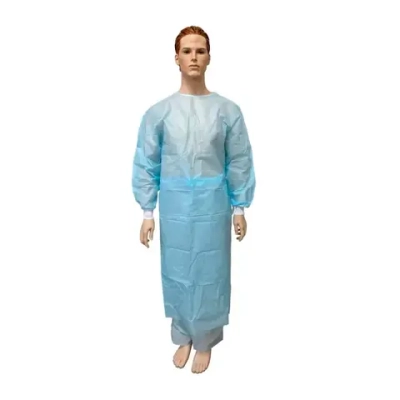 Халат хирургический стерильный рукав-резинка 110 см спанбонд плотность 42 Евростандарт на завязках размер 52-54 голубой