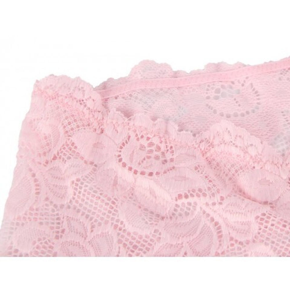 Трусики-шортики кружевные, розовые, XS-S