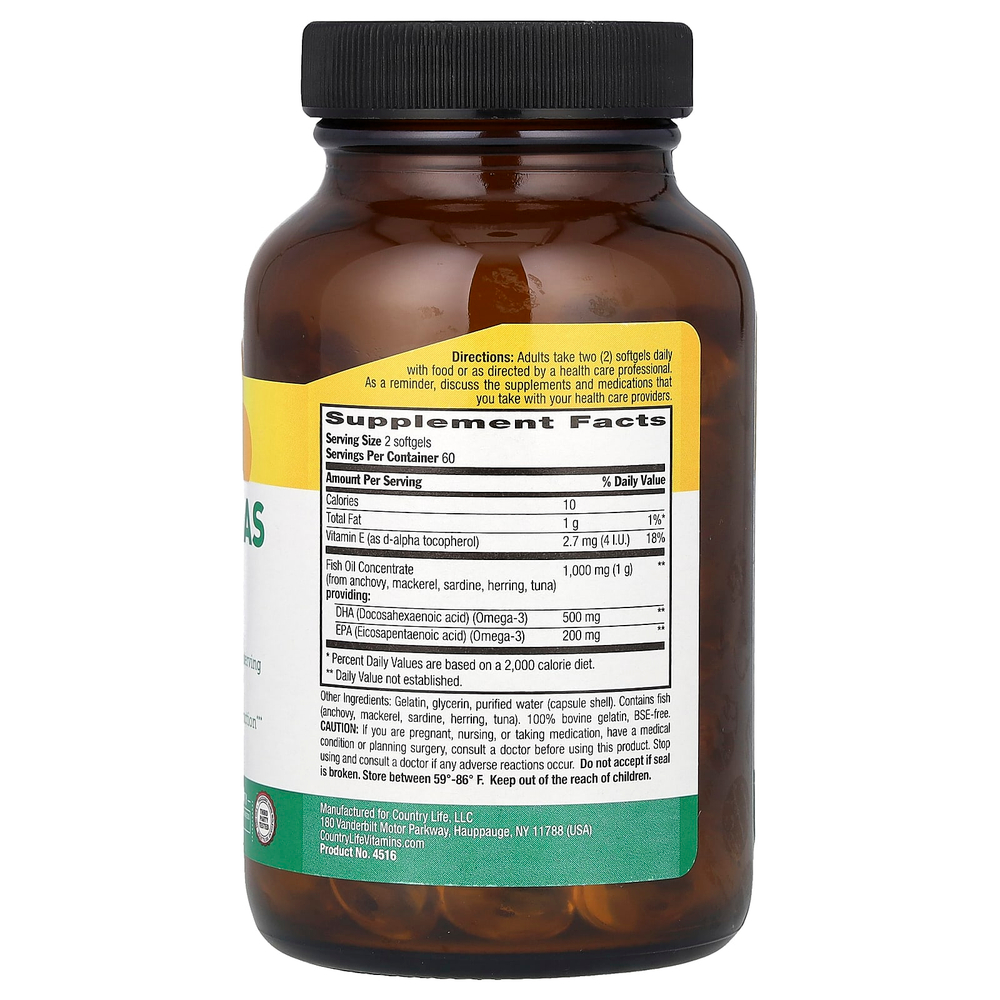 Country Life, Ультраомега-3 DHA/EPA, 120 мягких капсул