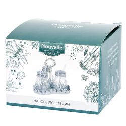 Набор для специй 3 пр (солонка, перечница, баночка для горчицы) на металлической подставке