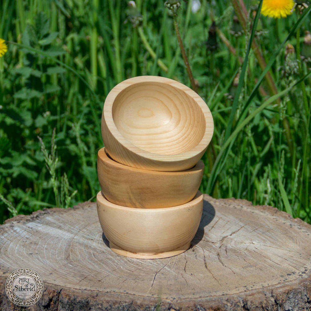 Набор маленьких деревянных чаш Art of Siberia из сибирского кедра 3 шт. TN8