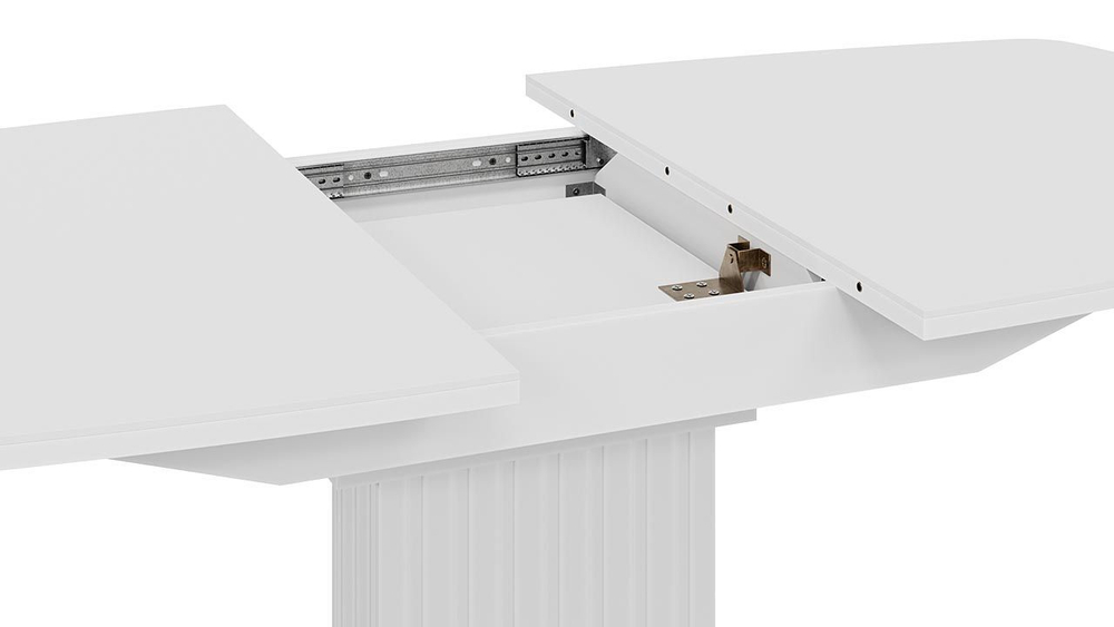 Стол кухонный обеденный раздвижной Белый глянец/Стекло глянцевое белое 130(162)х80х75 см