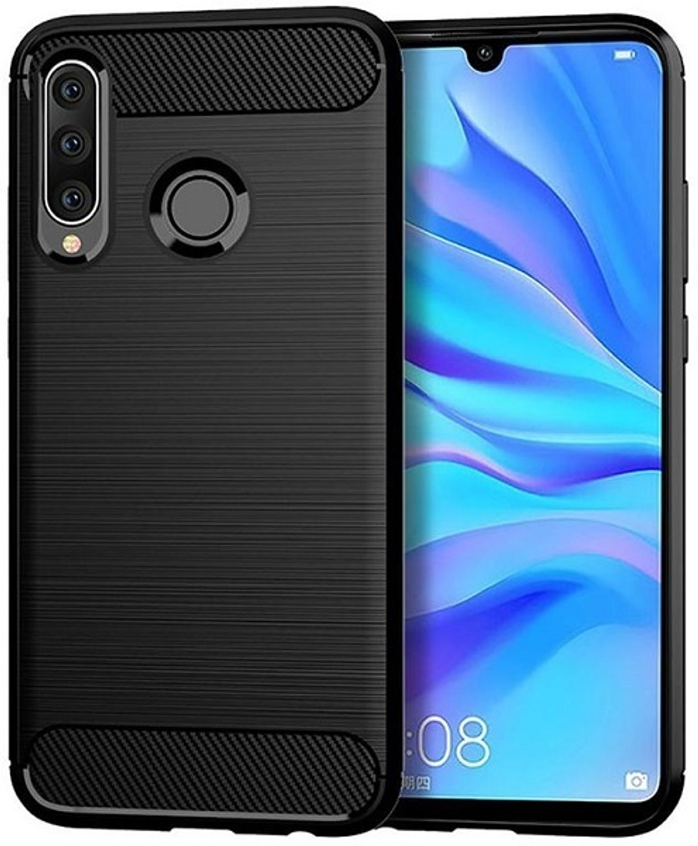 Чехол для Huawei P30 Lite (Nova 4E) цвет Black (черный), серия Carbon от Caseport