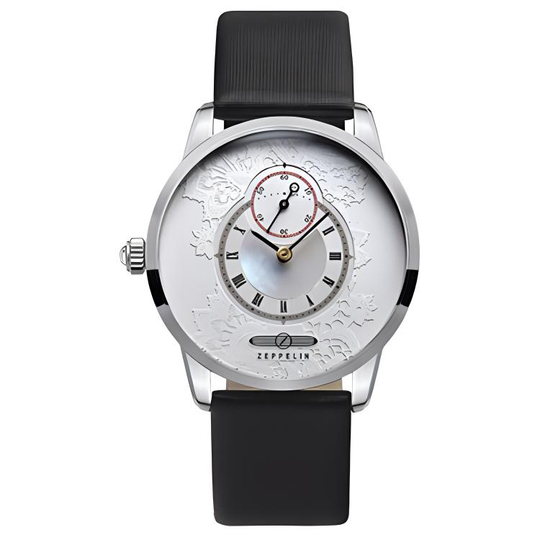 ZEPPELIN Quartz Movement Women"s Watch Silver Dial Stainless Steel Case Genuine Leather Strap