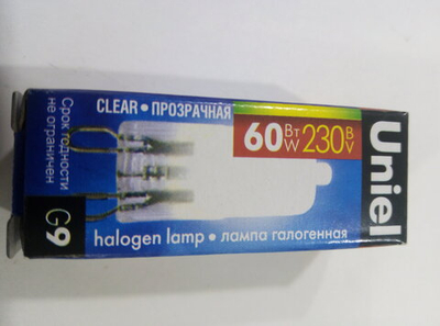 Лампа галогеновая Uniel JCD G9 220V 60W прозрачная