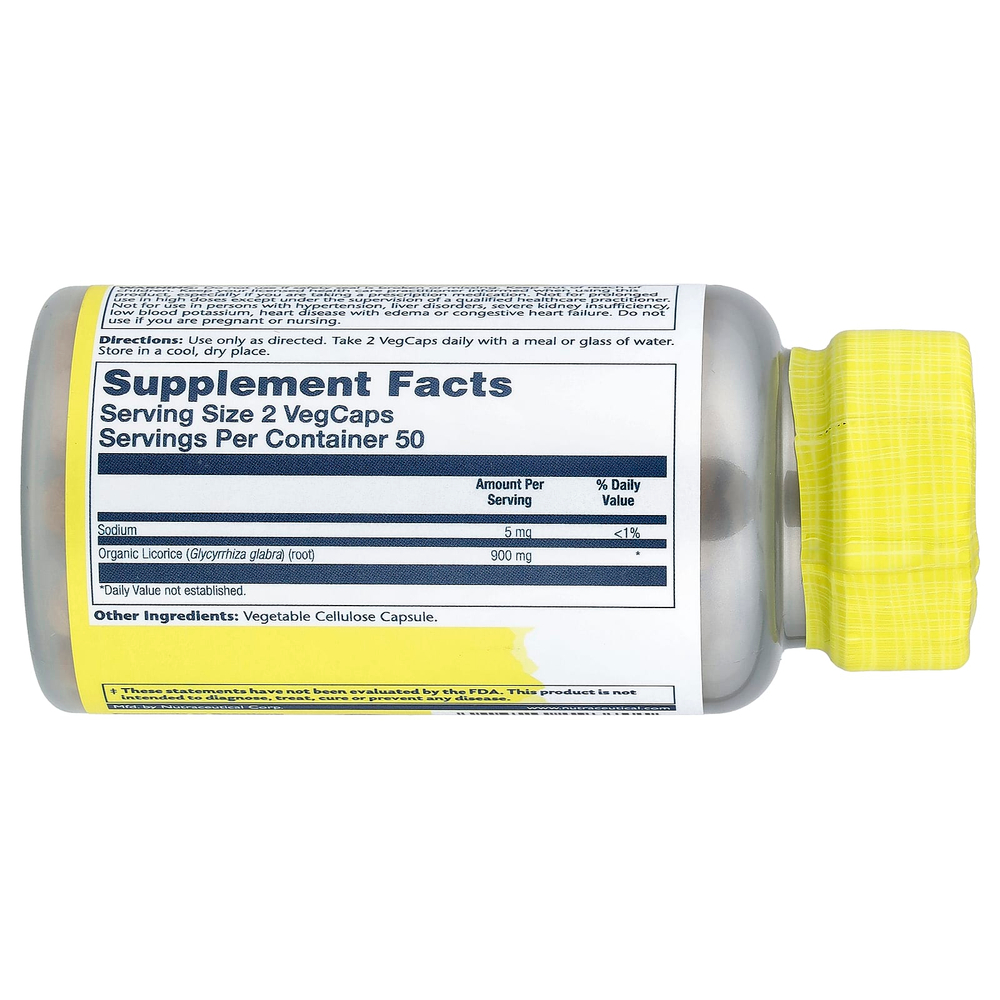 Solaray, солодка, 100 растительных капсул (450 мг в 1 капсуле)