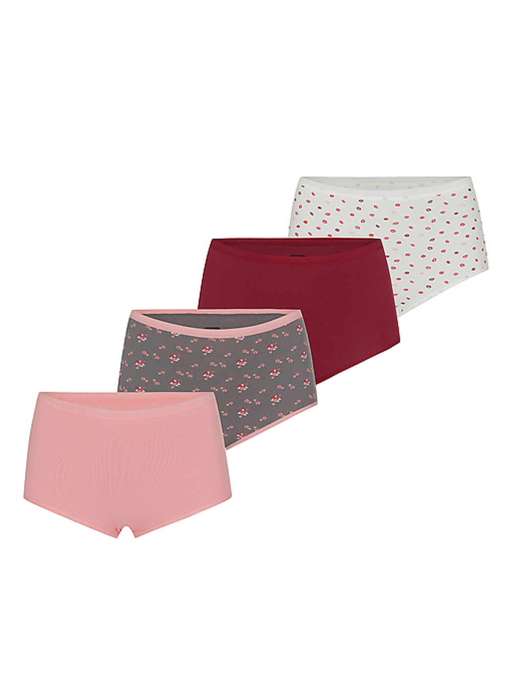 Трусы женские слипы. Набор из 4-х штук бордо-молоко-розовый-серый