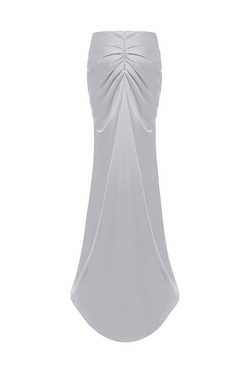 Драпированная юбка макси из сатина со шлейфом