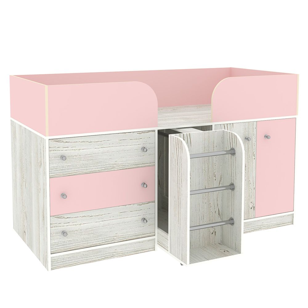 Кровать-чердак КарИВи Малыш 4 Винтерберг Розовый