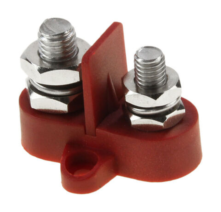 Клемма-штифт двойная с перегородкой, M8M10, красная