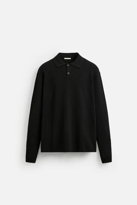 ZARA МЯГКОЕ ТРИКОТАЖНОЕ ПОЛО, ЧЕРНЫЙ